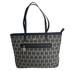 Michael Kors Kempton Monogram Signature Tote Beige & Black Shoulder Bag